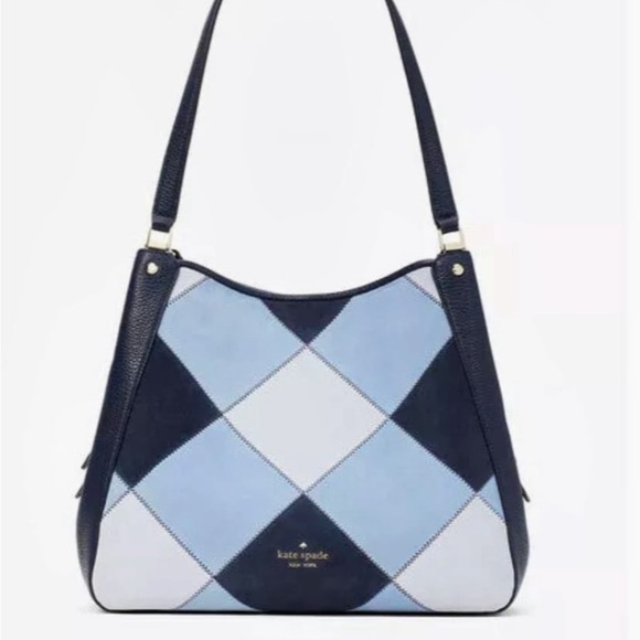 NWT Kate Spade Leila Patchwork Suede medium Triple compartment Shoulder Bag - Picture 1 of 10
